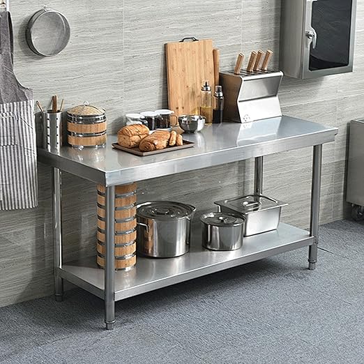 Stainless Steel Table for Prep & Work 24 x 24 Inches, NSF Commercial Heavy Duty Food Prep Worktable with Undershelf for Restaurant, Home and Hotel Christmas Preparation Table