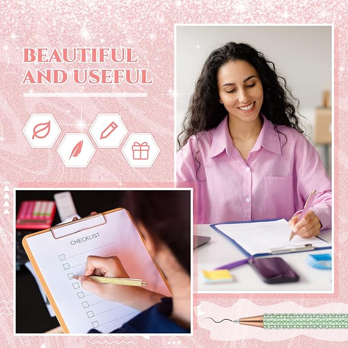 Sherr 7 Pcs Fancy Pens for Women Cute Sparkly Glitter Pens with 10 Pcs Black Ink Refills Pretty Gifts for Girls Office School Christmas Graduation(Mixed Color,Pearl)