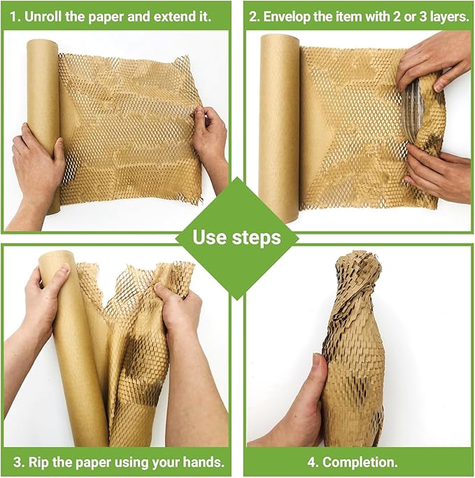 Moving Dish Packing Kit Plate Protector Sleeve, Packing Supplies for Dishes, Honeycomb Wrapping Paper Roll 15 inch *300 Feet Large Bubble Cushion Wrap Shipping Material for Fragile Items