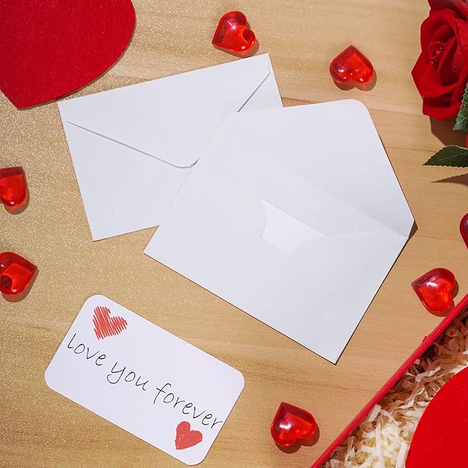 jiebor 100 Sets Small White Envelopes with Small Blank Gift Business Card Wedding Invitation Pocket Envelopes for Graduations Wedding Shower Holiday 4.37 x 2.91 Inch