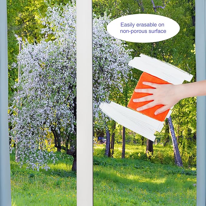 Windows Markers for Car 5 Pack Washable Glass Pen 15mm Jumbo White Paint Liquid Chalk Markers for Auto Chalkboard Blackboard Bistro Menus and Any Non-Porous Surface