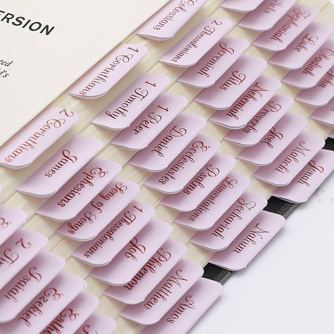Mr. Pen- Bible Tabs, 75 Tabs, Baby Pink, Bronze Foil Embossed Lettering, Laminated Bible Tabs for Women and Men, Bible Tabs for Study Bible Index Tabs, Bible Book Tabs, Bible Labels Tabs