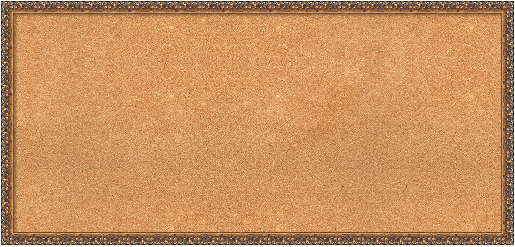 Amanti Art Natural Cork Board for Wall, 22x46 Vision Board with Bronze Frame, Oversize Corkboard Office Decor for Home Organization, Traditional Corkboard Pinboard to Display Items for Home