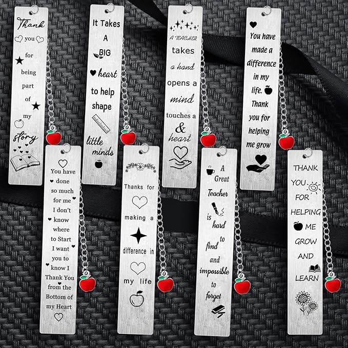 8PCS Teacher Thank You Gifts Bookmark Appreciation Bookmark Gifts Teacher Appreciation Presents for Birthday Teacher’s Day Retirement Graduation Back to School Gifts (Teacher)