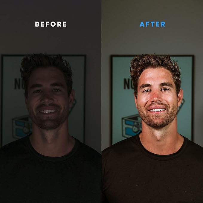 LUME CUBE Edge 2.0 LED Desk Lamp | Dimmable Home Office Desk Light with USB Charging Port & Strong Swing Arm | Adjustable Color Temperature and Brightness | Circle Webcam Light - Black 2pk