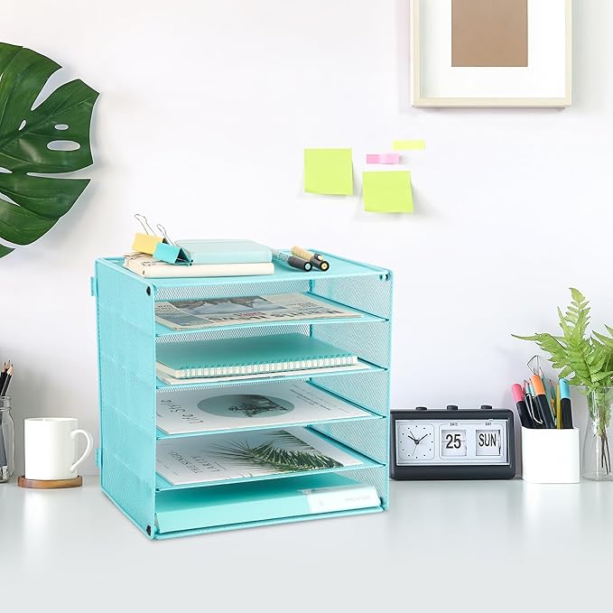 EASEPRES 5 Slot Desk Organizer Tray, Blue