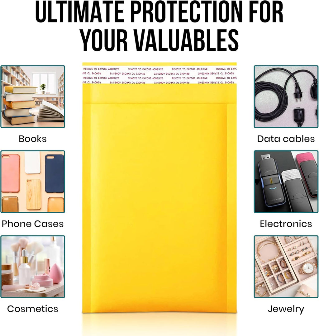 Levex - #0000 4" x 6" [50 Pack) Kraft Bubble Mailers, Padded Envelope Mailers, Packing Envelope & Mailing Bags for Shipping