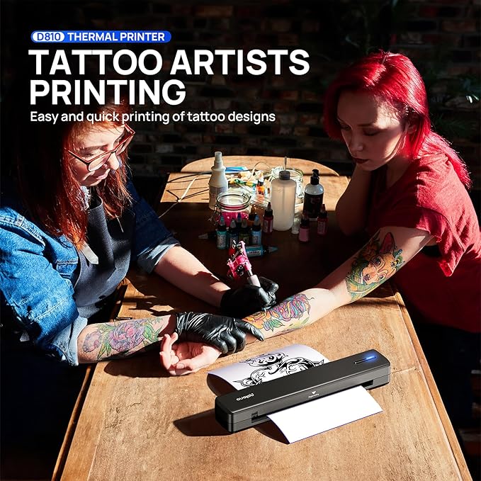 POLONO Portable Printer Wireless for Travel, D810 Bluetooth Thermal Printer Support for 8.5"x11" US Letter, Inkless Compatible with iOS, Android, Laptop for Office, Car and Home, Black