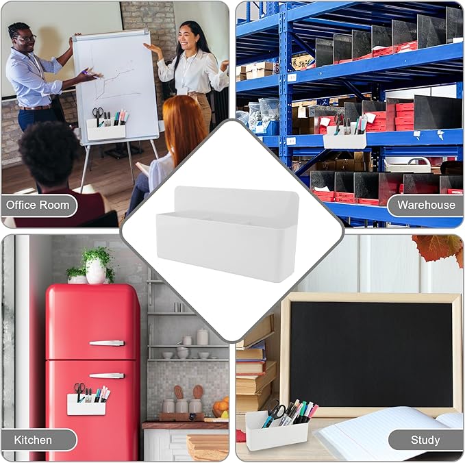 Magnetic Pen Holder,3 Compartments Magnetic Dry Erase Marker Holder,Extra Strong Magnet Storage Marker Pen Pencil Organizer for Refrigerator,Whiteboard,Locker Accessories(Long Style)