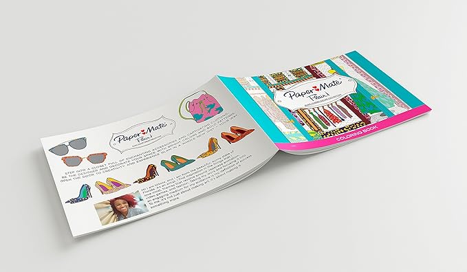 Paper Mate Flair Felt Tip Pens, Medium Point with Women’s Closet Adult Colouring Book - Assorted Colours, Count of 20