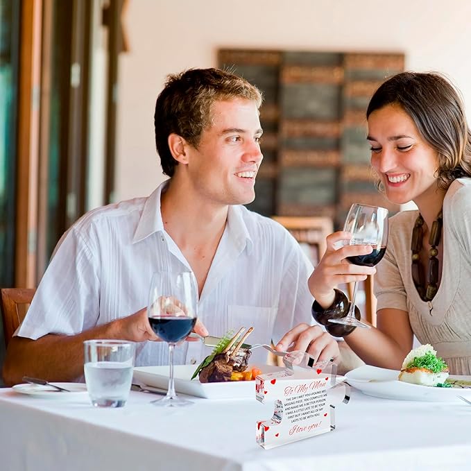 Valentines Day Gifts for him - Engraved Acrylic Block Puzzle - Gifts for Him - Anniversary Present for Husband - Fiance Birthday Gifts, Valentines Day Gifts for Boyfriend - Cool Wedding Couple Gifts