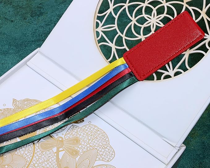 Bible Ribbon Bookmark Artificial Leather Multiple Page Marker with 5 Color Ribbons for Book Lover Reader Teacher Student Christmas Gift (Red)