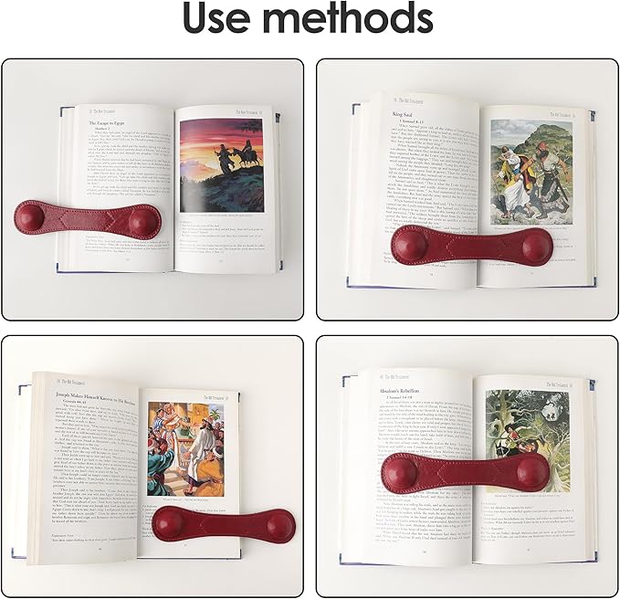 KINIVA Leather Weighted Bookmarks Book Weight Page Holder for Reading,Book Open Holder for Kids Adult,Gifts for Reader (Red)