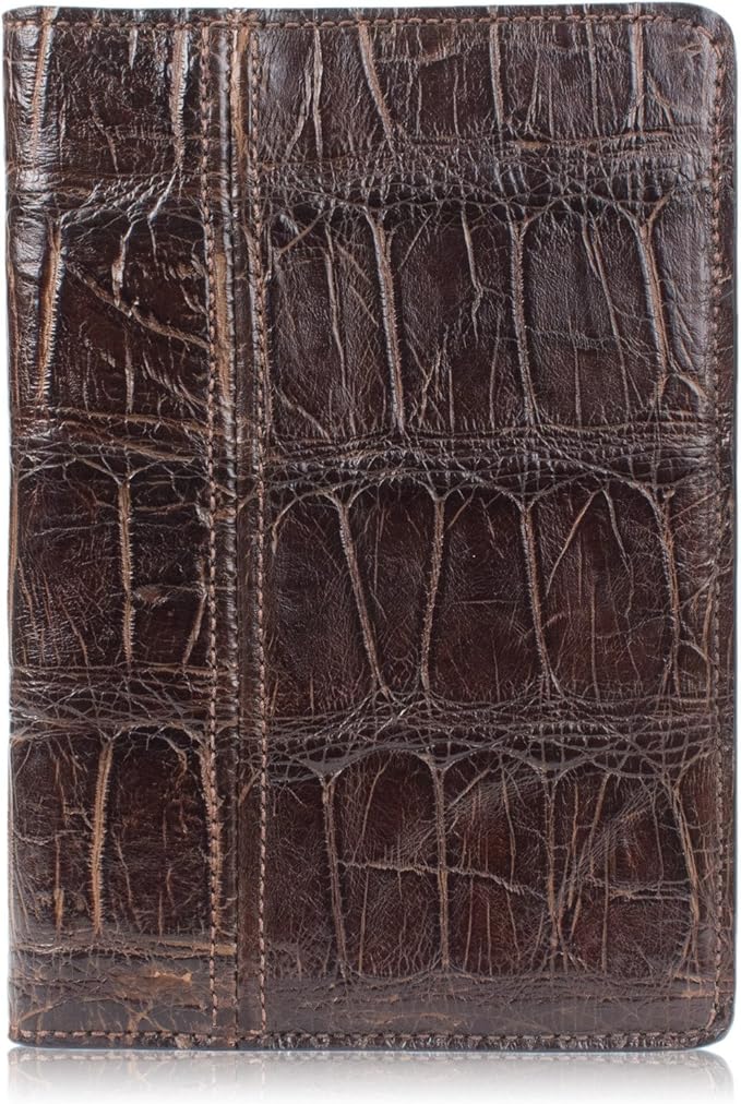 Genuine Florida Alligator Skin Notebook Padfolio (Small, Brown)