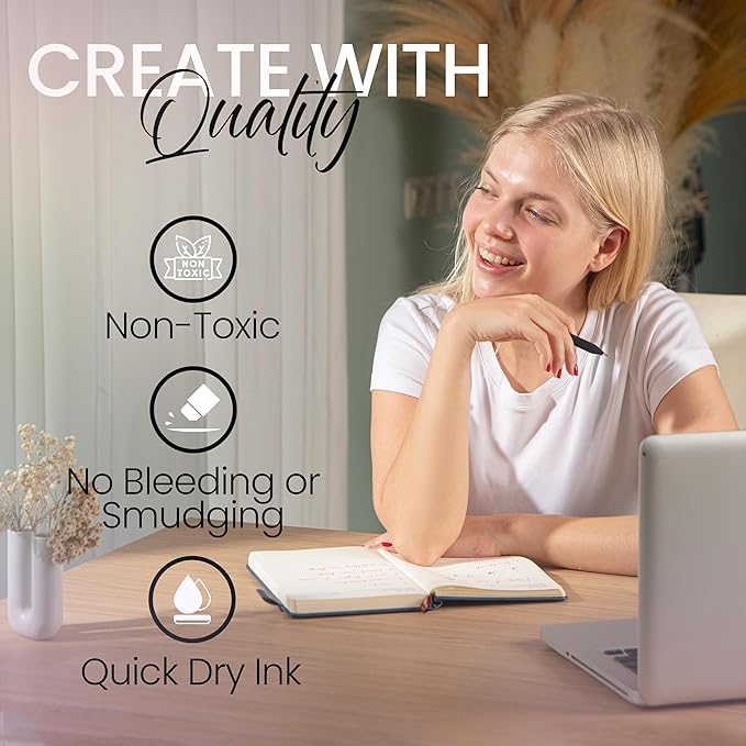 Loddie Doddie Gel Pens for Journaling & Note Taking - Black 8-Pack, 0.7 mm Medium Point, Smooth Writing, No Smudge, No Bleed Retractable Pens