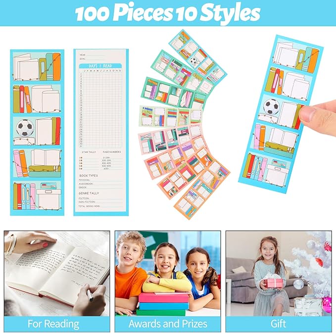 LiYiQ 100 Pcs Book Lovers Bookmarks Double-Sided Bookmark Book Tracker Page Markers Book Markers Set for Kids Reading Bookmarks Gift for Women