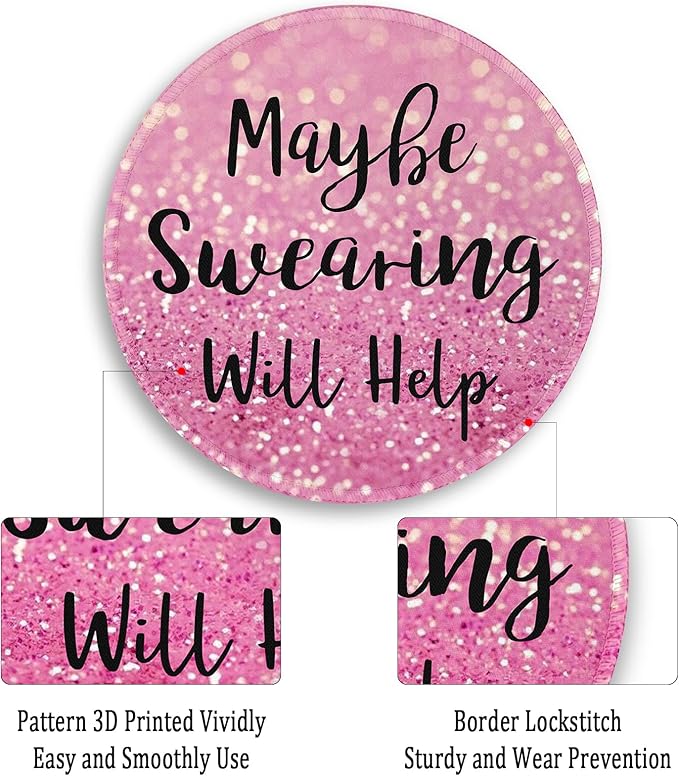 Gctriki Computer Mouse Pad, Funny Pink Round Mouse Pads for Desk Travel Work Laptop Gaming, Cute Pink Home Office Supplies Desk Accessories Decor Inspirational Gifts for Women