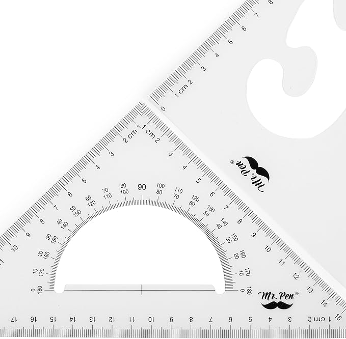 Mr. Pen- Triangle Ruler, 2 Pack, 22&15cm, 30/60 & 45/90, Right Triangle Ruler for Drawing, 30/60 Degree Triangle Plastic, 30 60 90 Triangle, Drawing Triangle Angle, 45 Degree Triangle Ruler