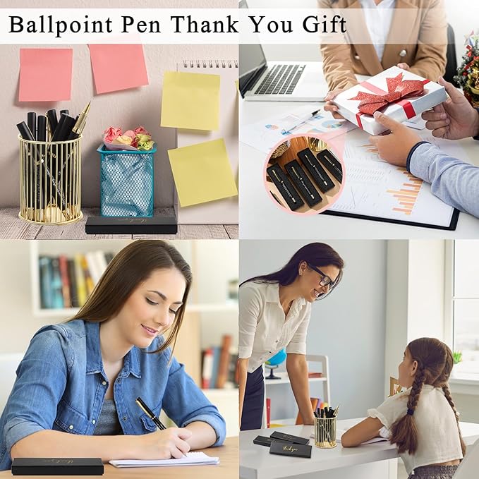 PerKoop 10 Set Thank You Gifts Inspirational Ballpoint Pens with Gift Boxes Bulk Appreciation Party Favors for Employee Coworker Staff Team Friends Office Supplies(Black,Mixed)