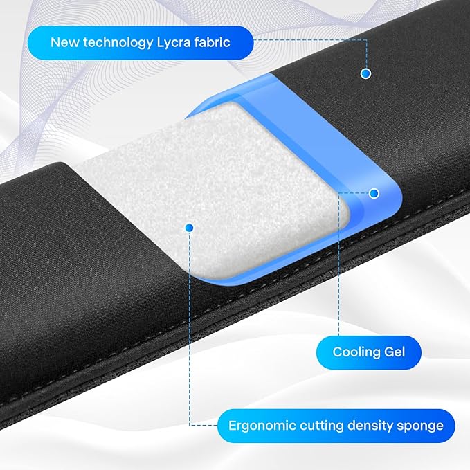 Yolanda Keyboard Wrist Rest/Pad - Cooling Gel - Stitched Edges - Keyboard Accessory,Ergonomic,Black