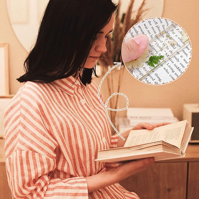 Book Lover Gifts, 2 Pcs Thumb Book Page Holder Dried Flower Resin Book Page Holder and 1 Pcs Bookmark with Tassel, Christmas Gifts Stocking Stuffers for Women Kids