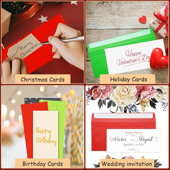 500 Pcs #10 Business Envelopes Adhesive Standard Envelopes Colored Envelopes for Office Check Invoices Letters Letterhead Invitations Announcements 4-1/8 x 9-1/2'' (Bright)