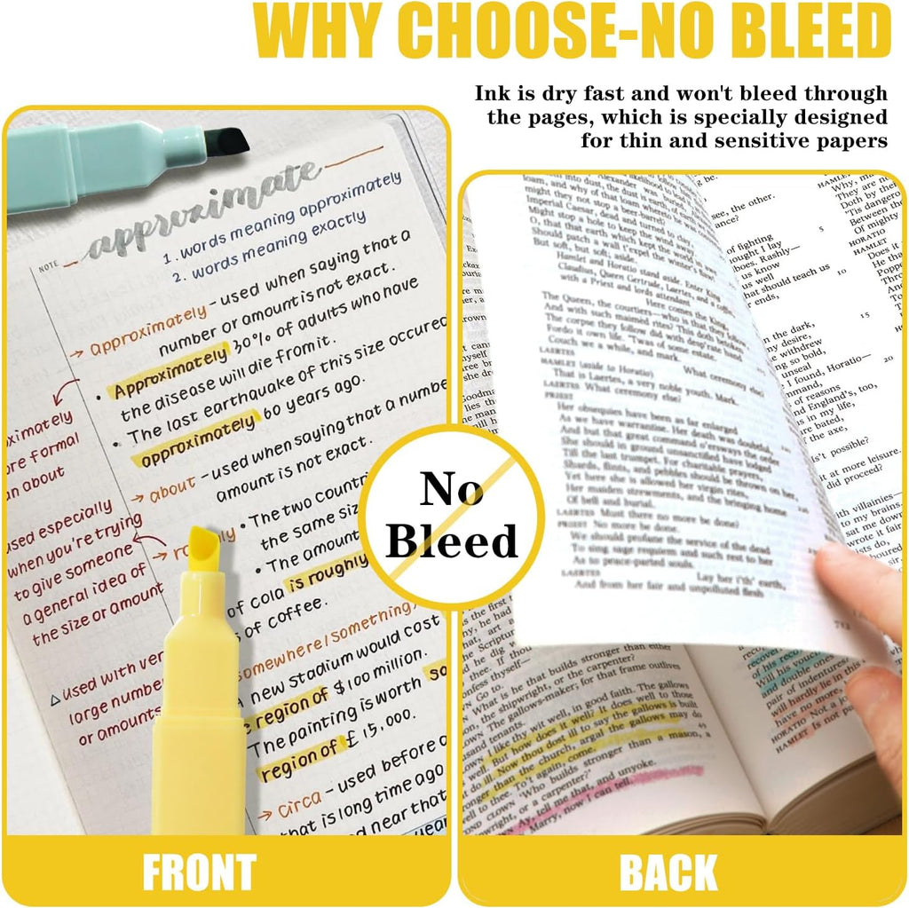 Highlighters, 8 pcs Aesthetic Pastel Highlighters, Chisel Tip Book Highlighter, Candy Colors, No Bleed Bible Highlighter Assorted Colors