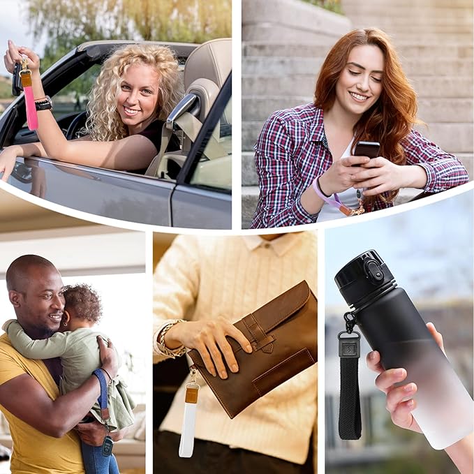 Fishent Stretchy Wristlet Keychain,Braided Cute Wrist Lanyards for Keys, Key Chain Holder for Women Men, Wrist Strap Keychain for Car Keys Phone Camera Wallet ID Badges Card (Blue-White)