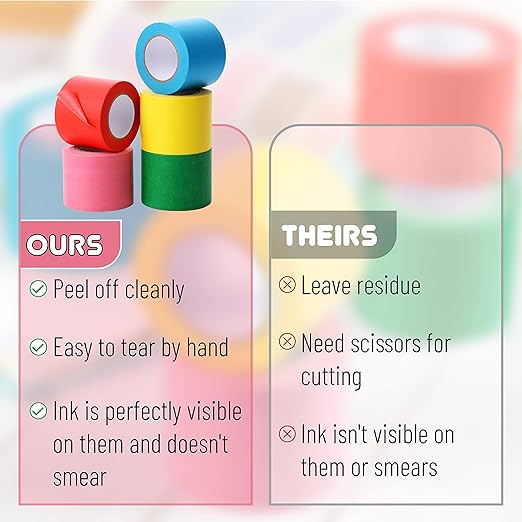 Mr. Pen- Colored Masking Tape, 16 Yards Per Roll, 2 Inch Wide, 5 Rolls, Colored Painters Tape, Paper Tape, Colored Tape Rolls, Craft Tape, Art Tape, Labeling Tape, Colorful Masking Tape