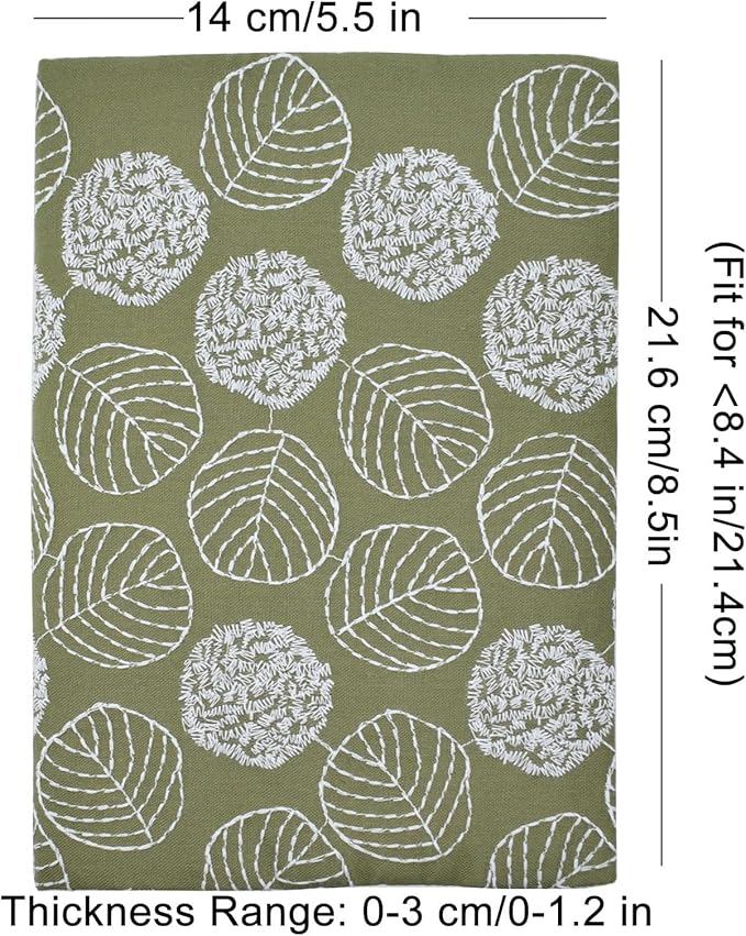 BLBMH Book Covers for Paperbacks Fit for 5.5x8.4 inch Adjustable Book Sleeve Cover for A5 Books Soft Cloth Protector for Notebook Journal - Leaves