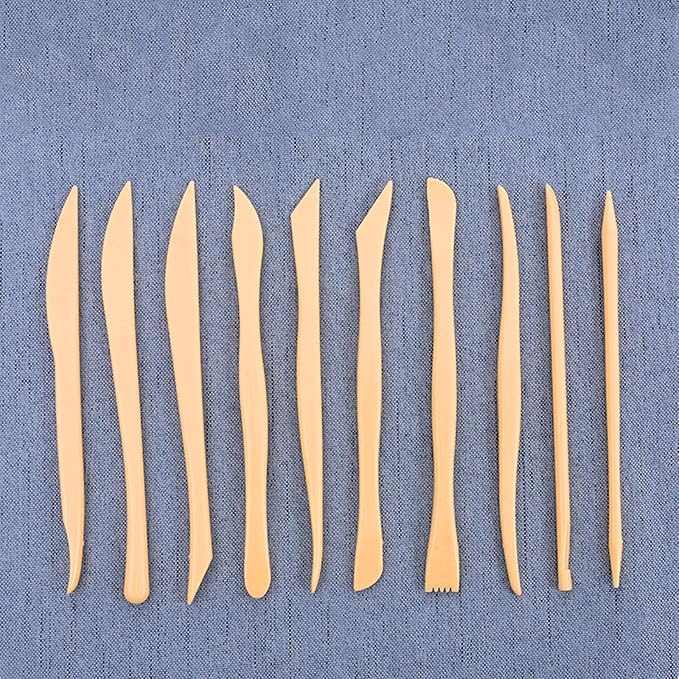 31pcs Polymer Clay Sculpting Tools Set, Air Dry Modeling Clay Roller Dotting Tool Kit Fondant Metal Cutters Silicone Embossing Pen Balls Stylus Rollin