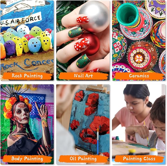 Paint Brushes Set for Acrylic Painting, 30 Pcs Art Paint Brush Flat Acrylic Painting Brush, Nylon Paint Brushes for Kids Adults Oil Watercolor Rock Painting Body Face Nail Art