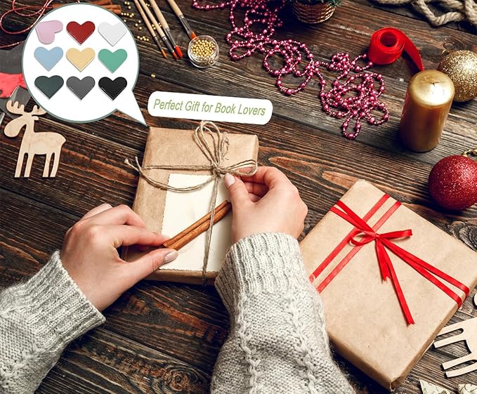 9 PCS Leather Bookmarks for Women with Heart Shape, Cute Corner Bookmark, Book Accessories for Reading Lovers, Book Markers for Women, Bookmarks for Book Lovers by HNQCPCVU (9PCS Heart - Color 3)