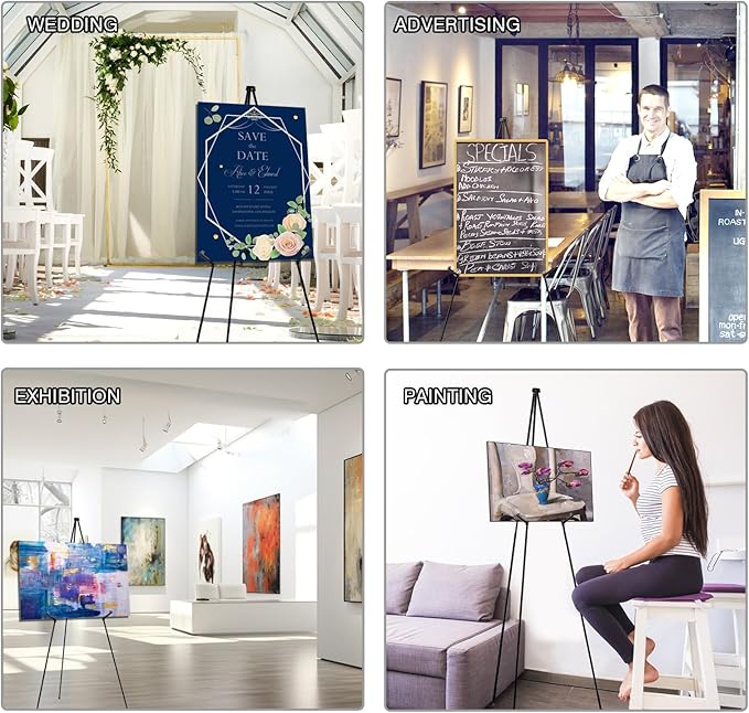 AROIC 63 "Easel Stand for Display, 20 Pack Portable Foldable Metal Easel, Easels for Signs Wedding Logos,Arts, Painting,Adjustable Floor Easels with 20 Storage Bag