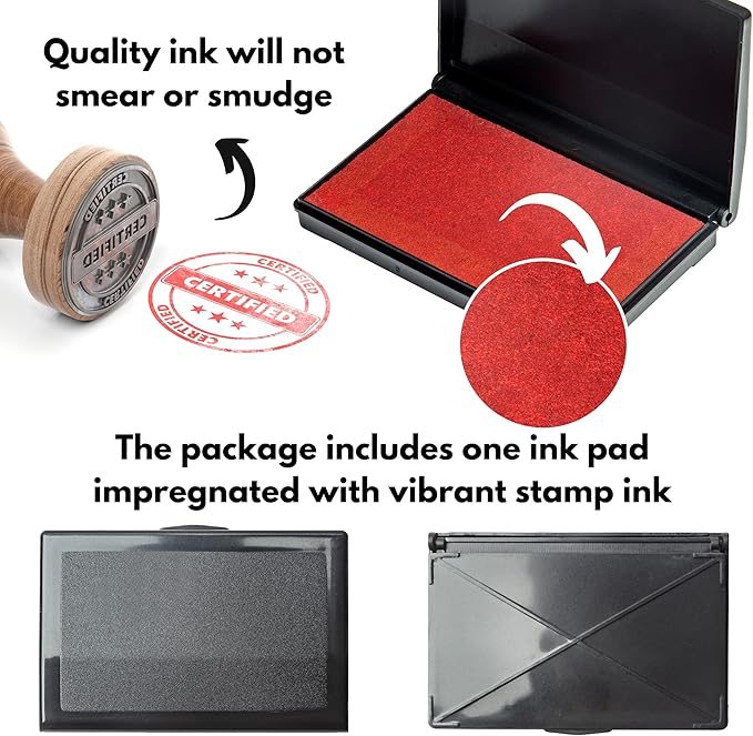 Ink Pad for Rubber Stamps, Stamp Pad for Clear Impression Stamping, Quality Felt Pad Black Ink, Red Ink, Blue Ink (Red, S (2 * 3.5))