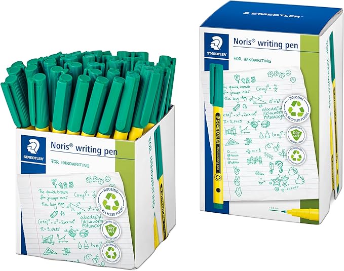 STAEDTLER 307-5 CT50 Noris Handwriting Pen - Green (Tub of 50)