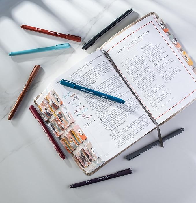 DIVERSEBEE Fine Tip Pens, 8 Bible Pens No Bleed Through, Assorted Fine Point Pens for Journaling, 0.5mm Fineliner Markers, Bible Study Journaling Supplies, Bible Accessories (Winter)