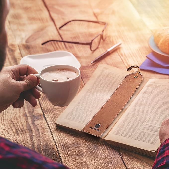 Leather Bookmarks for Men and Women | Quality Brown Mens Bookmark | 2 Smooth Handmade Leather Book Markers for Men Women Book Lovers Readers (7x2) Leather Gift | Sovereign-Gear