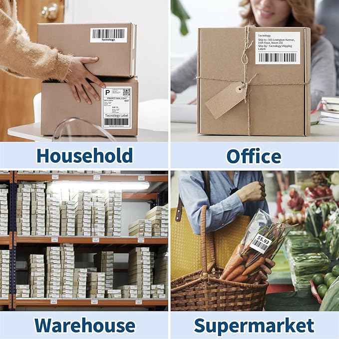 12 Rolls 2160 Labels 4.07"x6.4" Compatible Die-Cut Wide Format Shipping Mailing Postage Address Labels Paper for Brother DK 1247, Tacnology Used with Brother QL Label Printers, 1+ Reusable Cartridge