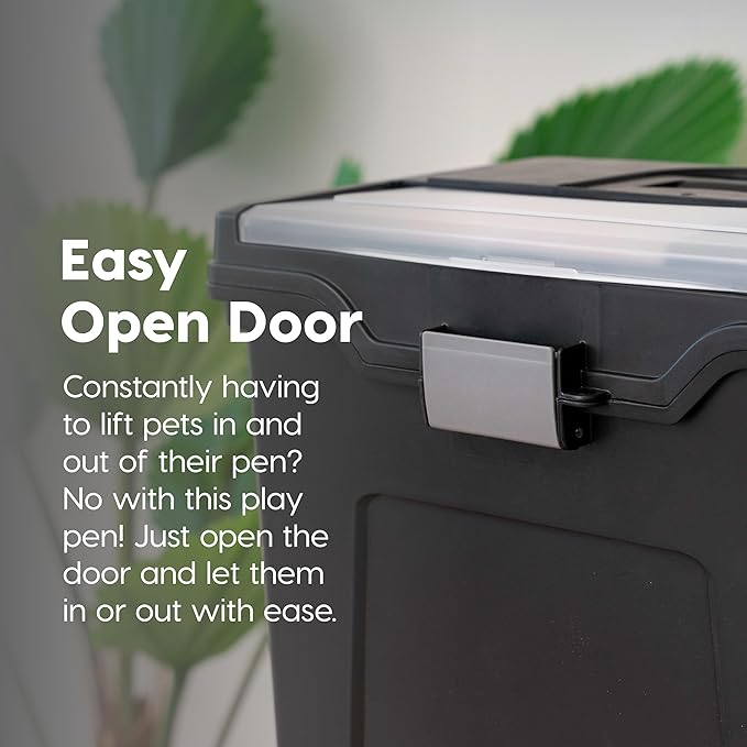 IRIS USA File Box with Lid File Organizer for Letter File w/ Organizer-Lid, Water Resistant Document Box, Plastic Mobile Filing Organizer, Secure Buckle, Portable Handle, Lockable, Black 4 Pack