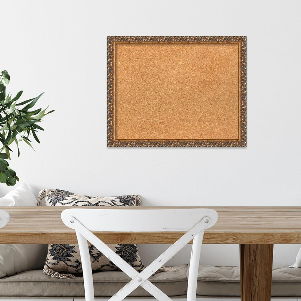 Amanti Art Natural Cork Board for Wall, 16x20 Vision Board with Bronze Frame, Small Corkboard Office Decor for Home Organization, Traditional Corkboard Pinboard to Display Items for Home Organization