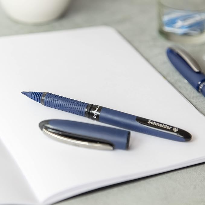 Schneider 183084 One Business Rollerball Pen (Indelible with 0.6 mm Line Width, Made in Germany) Set of 4, 3 x Blue, 1 x Black