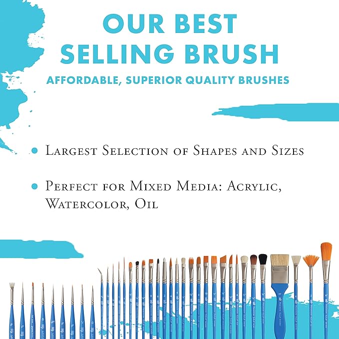 Princeton Select Artiste Paintbrush, 15-5 Brush Set, Blue