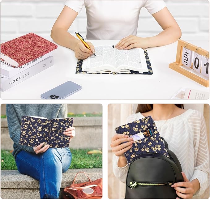 Book Covers - Fabric Dust Jackets for Books - Book Protector for Book Lovers - Book Covers for for Paperbacks,Hardcover,Bibles - Soft Cover Book Sleeve for AA Books