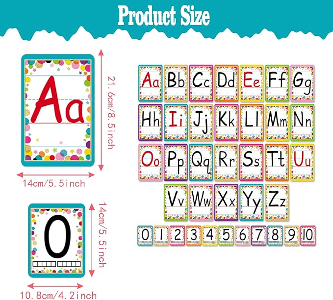 Bulletin Board Letters - ABC Alphabet Poster Classroom Decorating Set Toddler English Poster Kindergarten Elementary Classroom Nursery Home Wall Decoration（Multicolored Confetti）