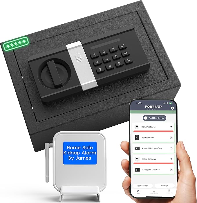 FORFEND Smart Home Safe | WiFi Safe Box App Lock/Alarm | Voice Command, Kidnap Alarm, Tamper Detect, Frozen Mode, Sub Account| Digital Safe Anti Theft