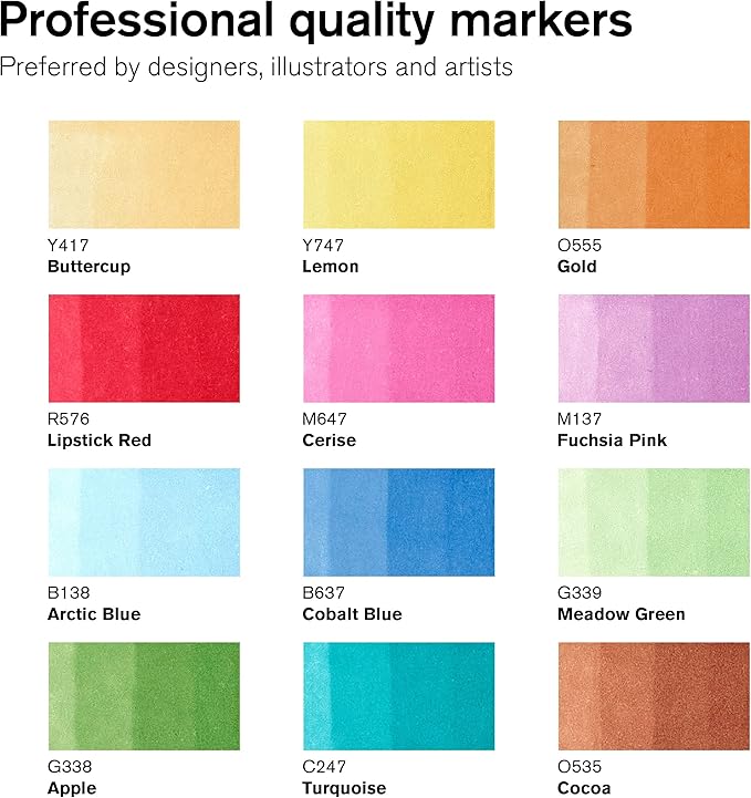 Winsor & Newton ProMarker Set, 12 Count, Essential Colors #2