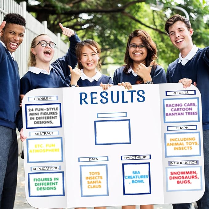 42 Sheets Science Fair Board Supplies 24 Self Adhesive Presentation Science Subtitles 9 Fair Project Titles 9 Personalized Letter Sticker Supplies for Classroom Office(Blue Style)