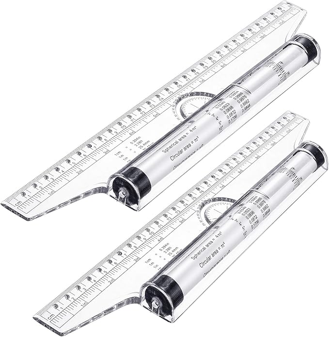 Frienda 2 Pieces Plastic Measuring Rolling Ruler Drawing Parallel Multifunctional Drafting Ruler for Architect Office Math(12 Inch)