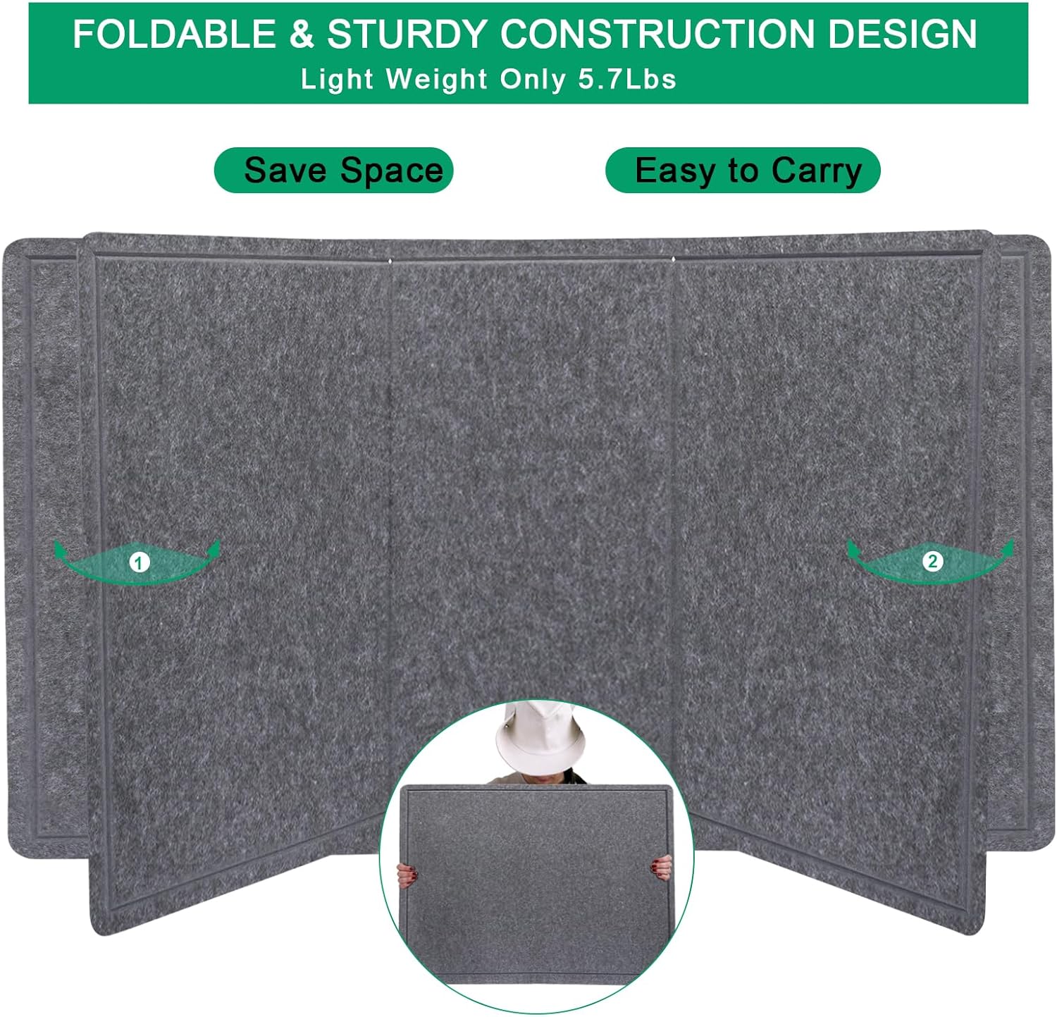 Large Bulletin Board - 72 X 48 inches Decorative Felt Pin Board - 6' x 4' Cork Board Alternative for Wall - Foldable Picture Board Self-Adhesive Vision Board Prayer Board with 30 Pushpins - Dark Gray